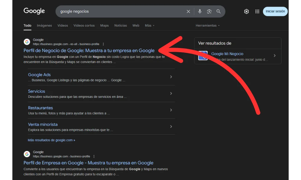 como hacer que mi empresa aparezca en google 2 Paso 2: Buscar Google Negocios para iniciar