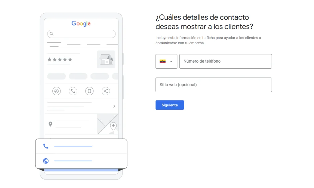 como hacer que mi empresa aparezca en google 7 Paso 7: Agregar teléfono y sitio web